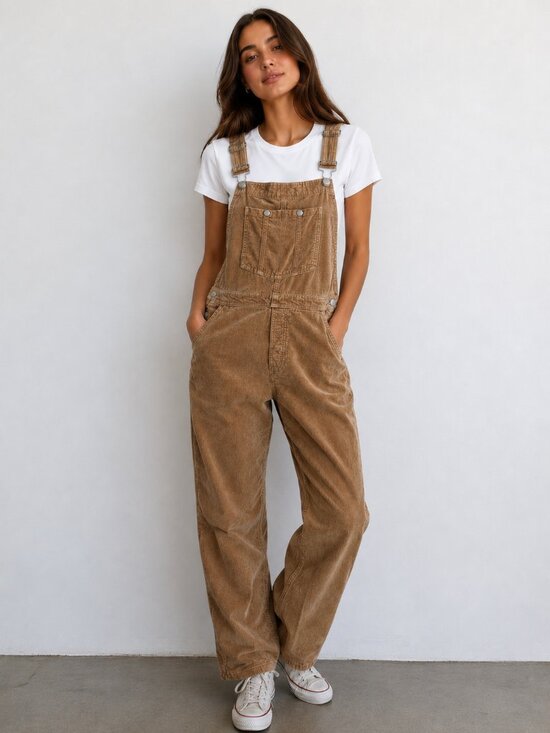 Aritzia Pants - Aritzia Sunday Best Overheard Corduroy Overalls Camel Tan Size Medium